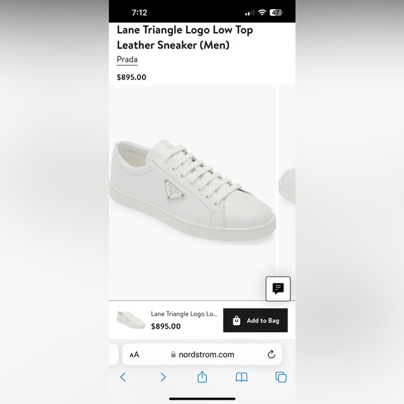 Lane Triangle Logo Low Top Leather Sneaker (Men) - Picture 7 of 7